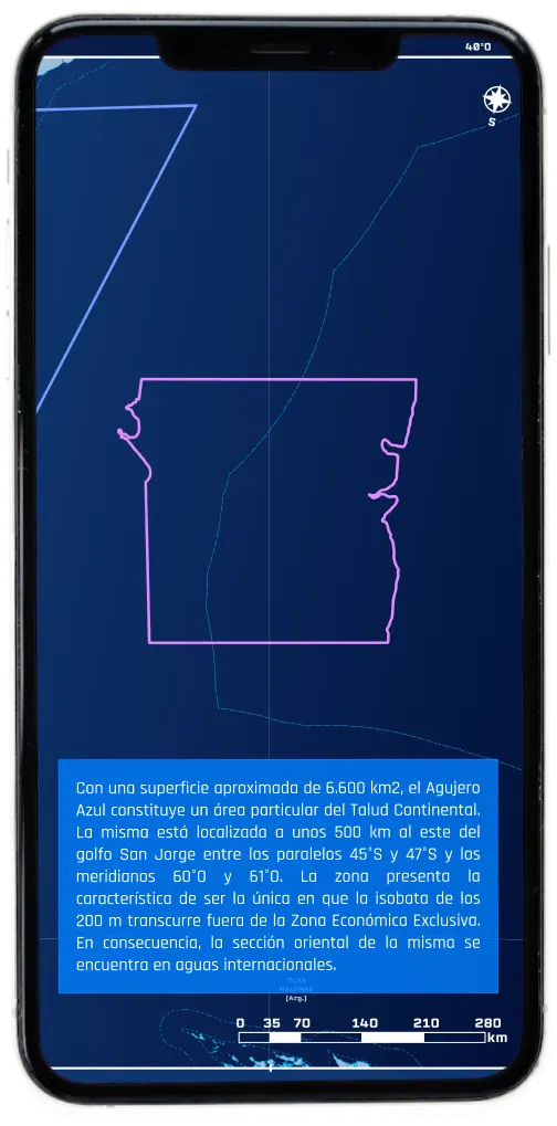 Un mapa del Talud Continental, ubicado a la altura del Golfo San Jorge en el Mar Argentino